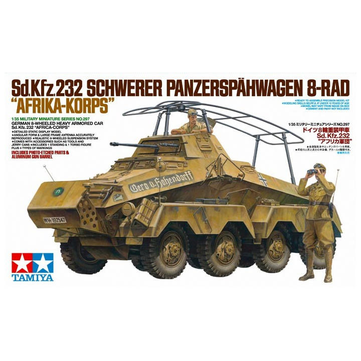 TAMIYA 1/35 NĚMECKÝ VŮZ Sd.Kfz.232 AFRICA CORPS - 8 KOLOVÝ TĚŽKÝ PANCÉŘOVANÝ VŮZ (352970)