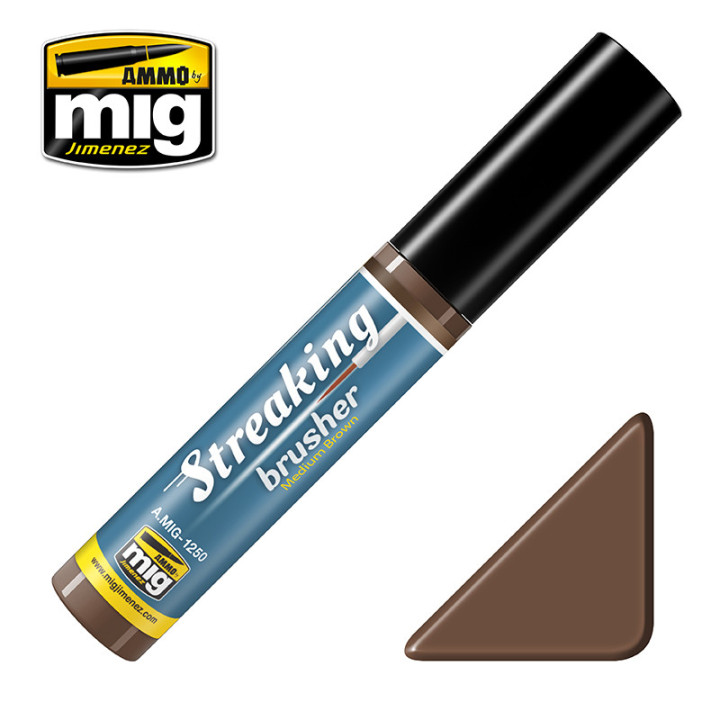 AMMO MIG 1250 STREAKINGBRUSHER MEDIUM BROWN