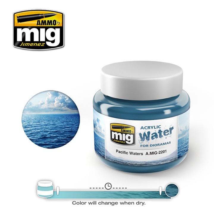 AMMO MIG 2201 ACRYLIC WATER PACIFIC 250ml