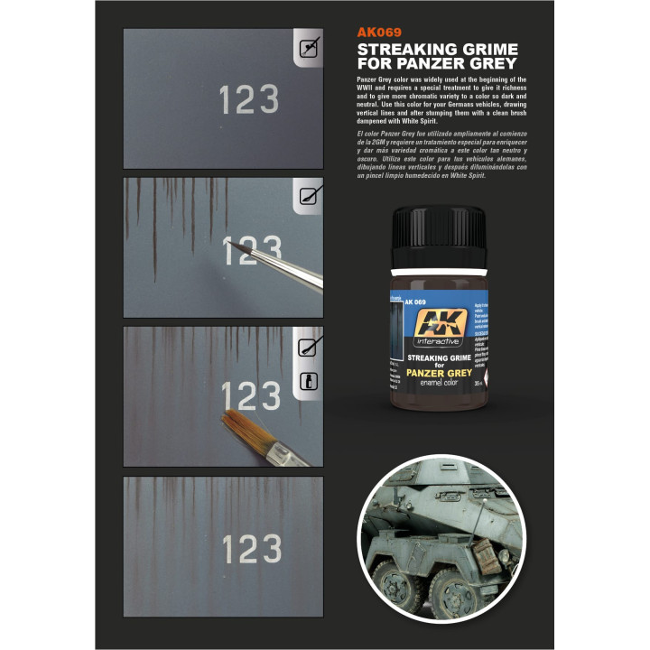 AK 069 STREAKING GRIME FOR PANZER GREY 35ml
