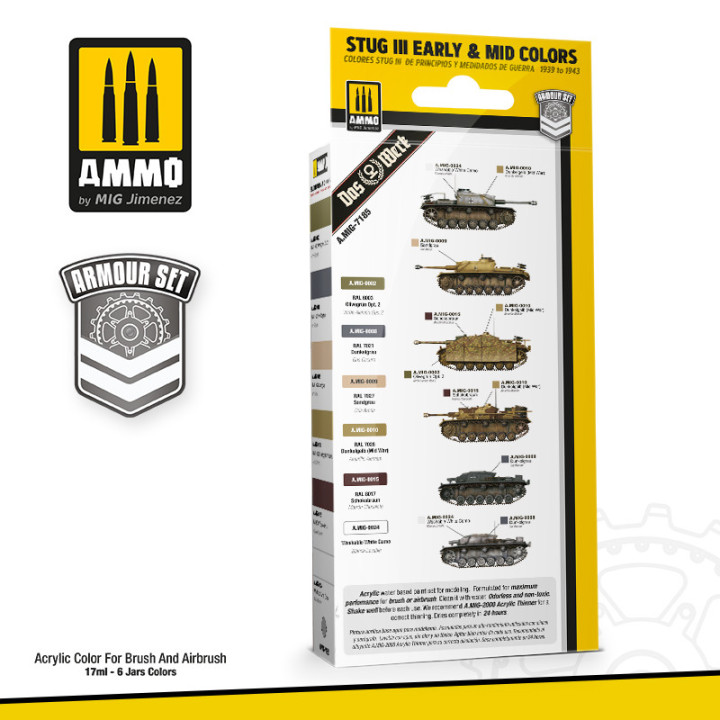 AMMO MIG 7185 STUG III EARLY & MID COLORS 1939 TO 1943 SET