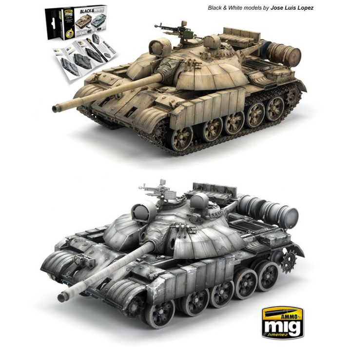 AMMO MIG 7128 SADA PRO ČERNOU A BÍLOU TECHNIKU 17ML