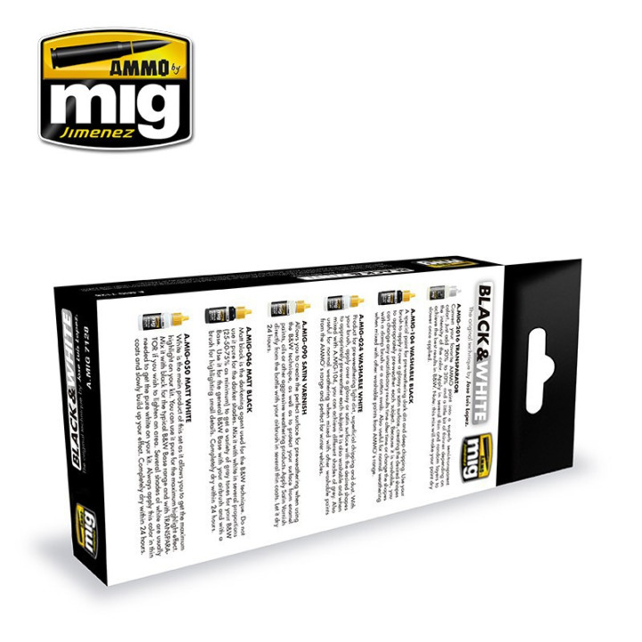 AMMO MIG 7128 SADA PRO ČERNOU A BÍLOU TECHNIKU 17ML