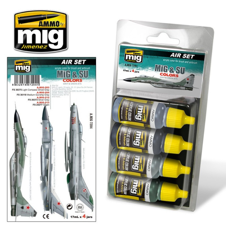 AMMO MIG 7204 MIG & SU COLORS GREY & GREEN FIGHTERS 17ml