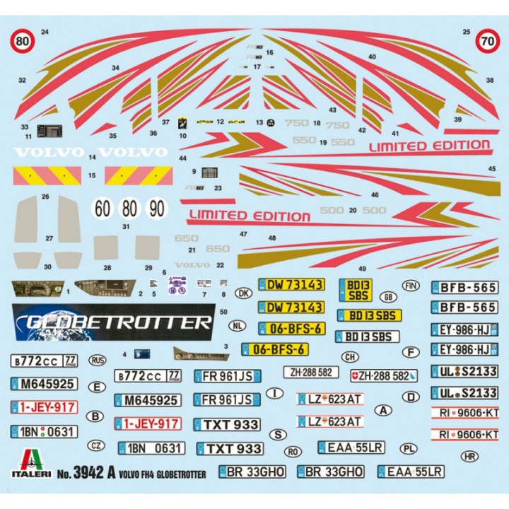 ITALERI 1/24 VOLVO FH4 GLOBETROTTER MEDIUM ROOF  (3942)