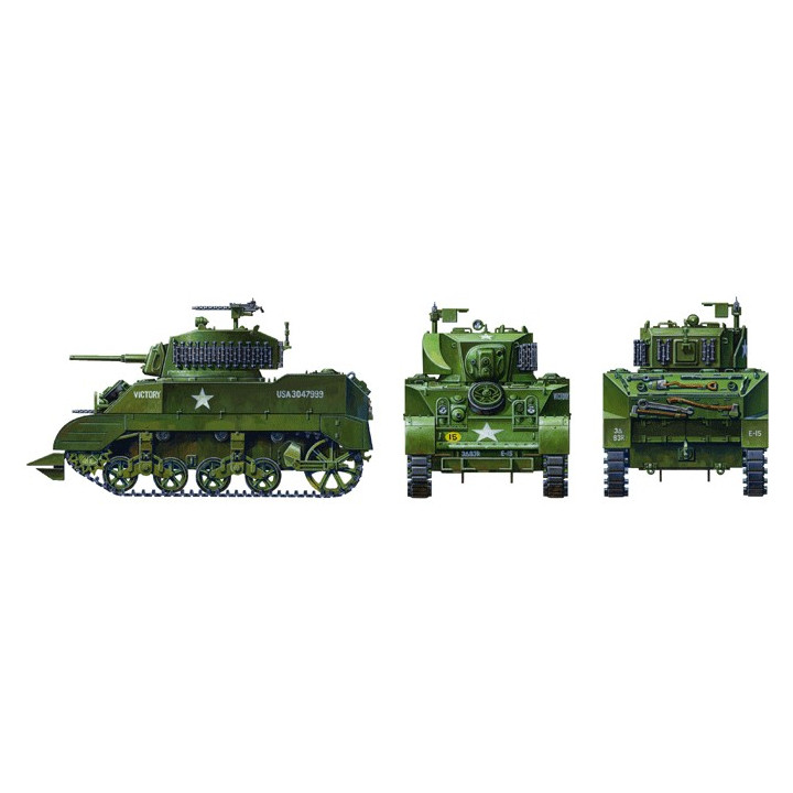 TAMIYA 1/35 U.S. LIGHT TANK M5A1         "PURSUIT OPERATION" SET w /4 FIGURES (35313)