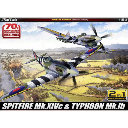 ACADEMY 1/72 SPITFIRE MK.XIVC & TYPHOON (12512)