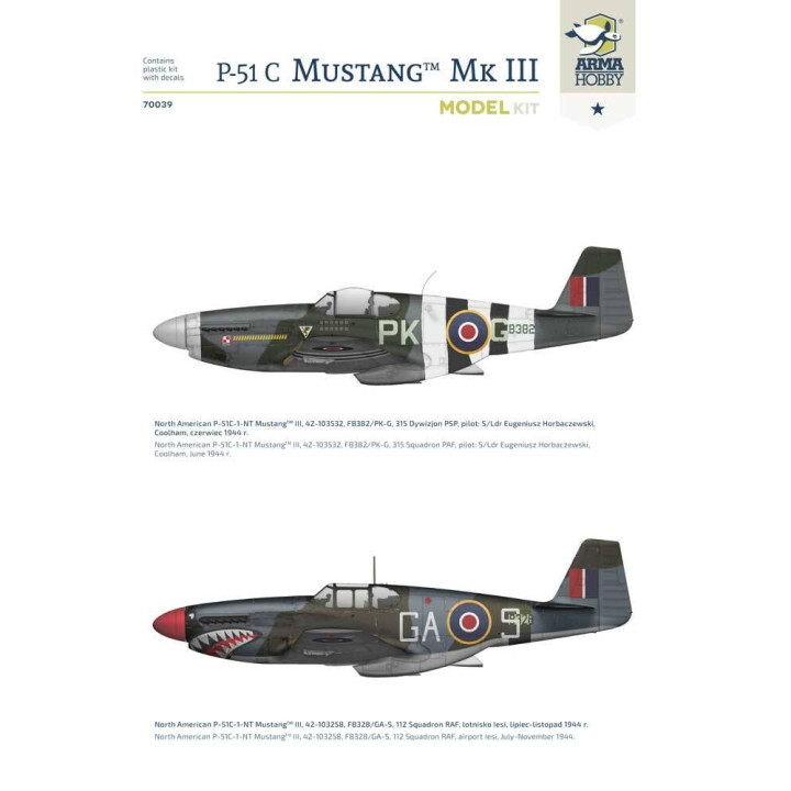 ARMA HOBBY 1/72 MUSTANG MK III P-51C     MODEL KIT (70039)