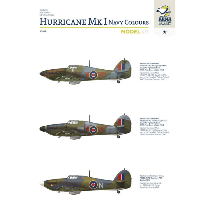 ARMA HOBBY 1/72 HURRICANE MK.I NAVY COLORS MODEL KIT (70022)
