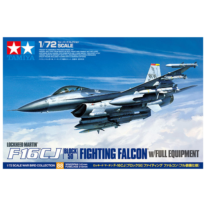 TAMIYA 1/72 LOCKHEED MARTIN F-16CJ FIGHTING FALCON s kompletním vybavením (60788)