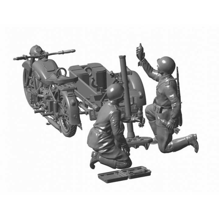 ZVEZDA 1/35 SOVIET MOTORCYCLE M-72 WITH MORTAR (3651)