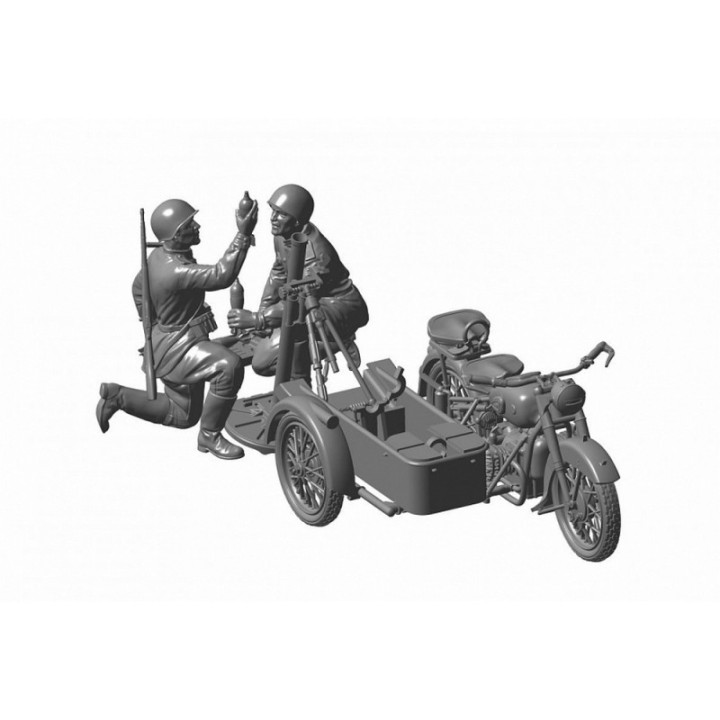 ZVEZDA 1/35 SOVĚTSKÝ MOTOCYKL M-72 S MINOMETEM (3651)