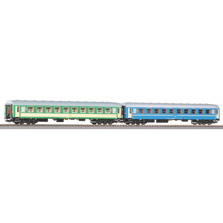 PIKO 97302 SET OF 2 PASSENGER CARS 2 CL. + COUCHETTE TYPE 111A PKP IC VI