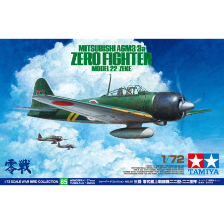 TAMIYA 1/72 MITSUBISHI A6M3/3a ZERO FIGHTER MODEL 22 (ZEKE) (60785)